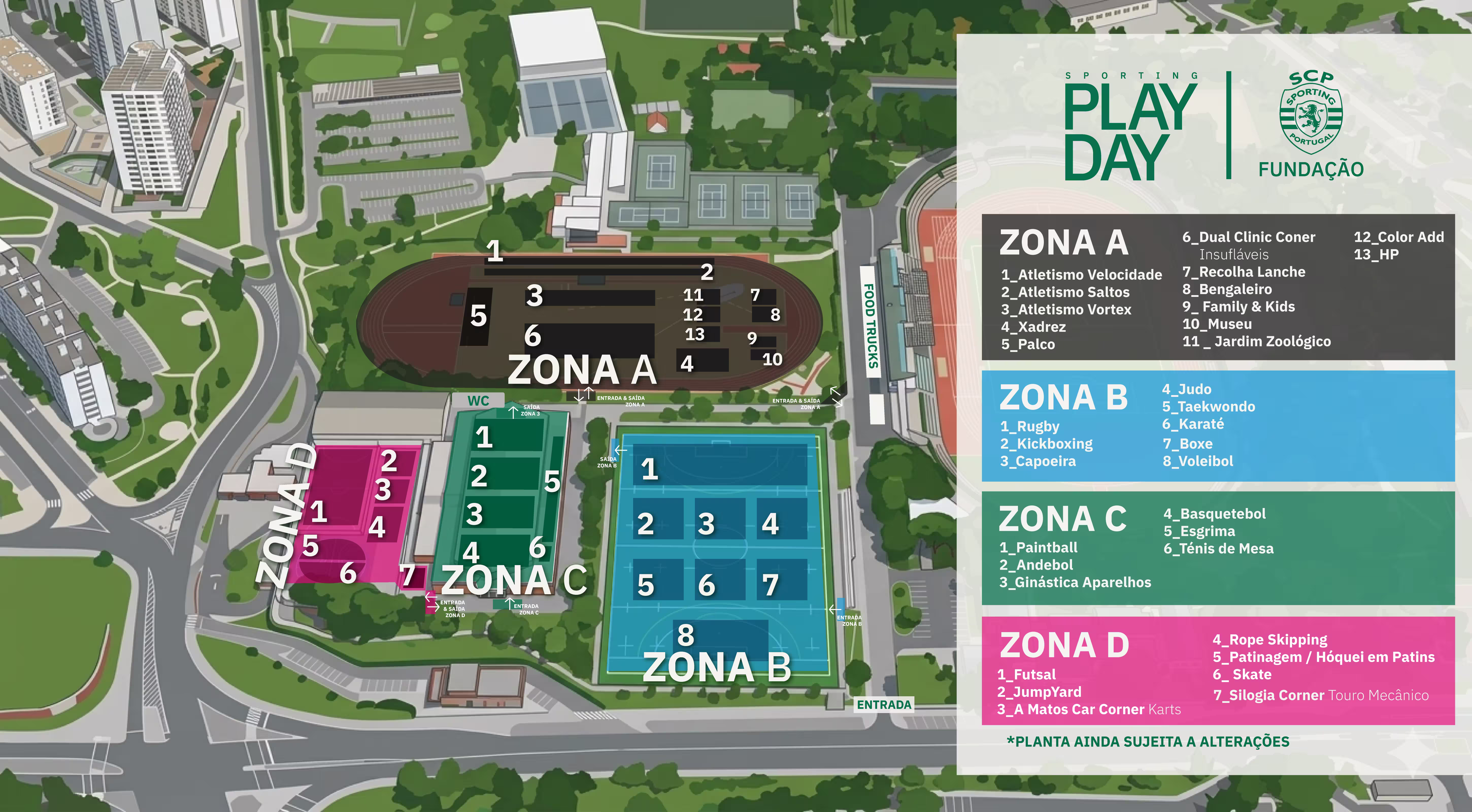 Mapa de atividades Sporting Play Day | Fundação Sporting